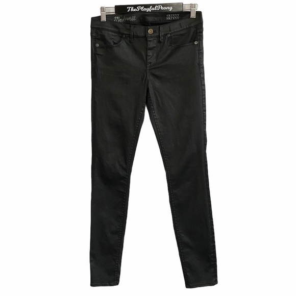 Madewell Skinny Skinny Black Waxed Jean SZ 27 - Picture 3 of 11